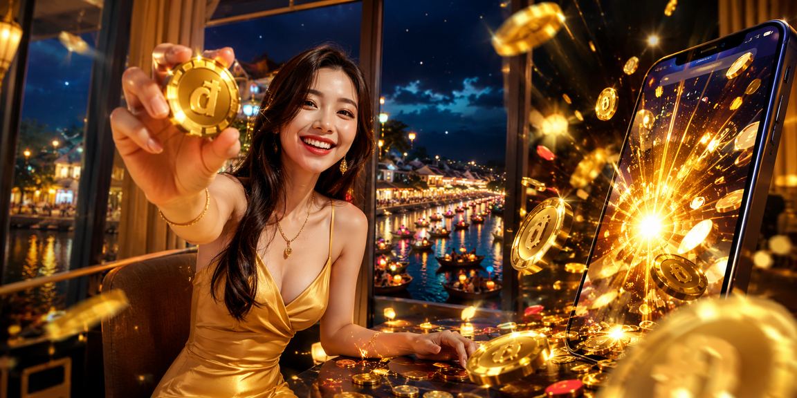 Người dùng tại Hội An kiểm tra casino trên điện thoại trong không khí lễ hội